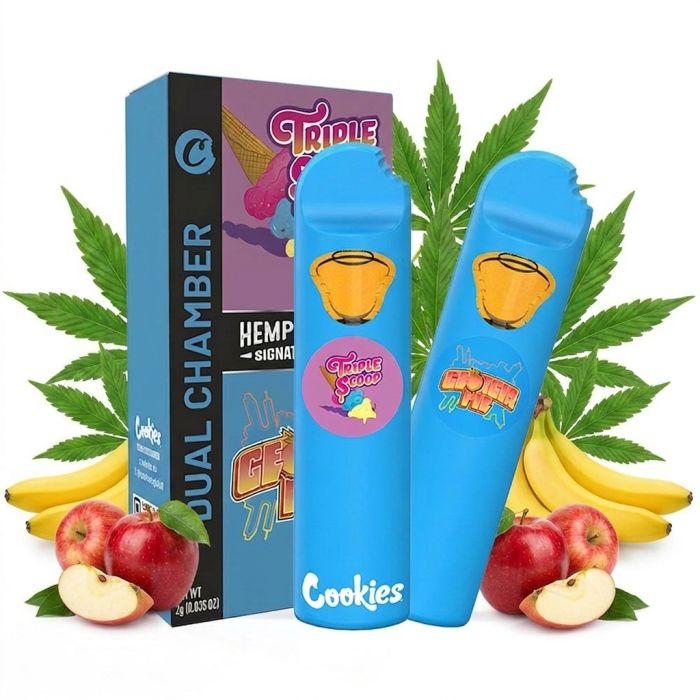Cookies Infused Dual Chamber Vape Triple Scoop & Apples & Bananas 2ml Vape-Device