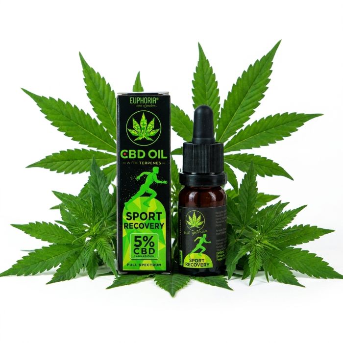 Euphoria 5% CBD Öl mit Terpen Sport Recovery in 10ml Flasche mit Dosiertropfer