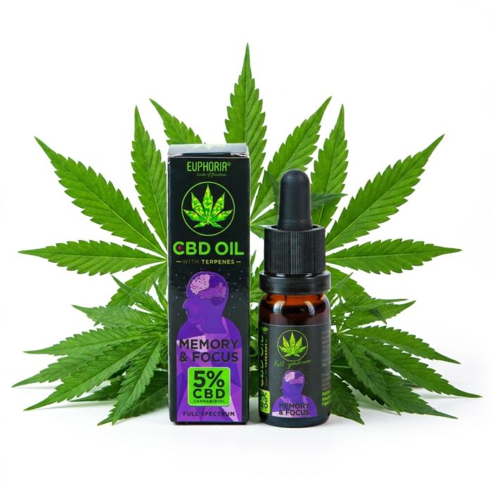 Euphoria 5% CBD Öl mit Terpenen Memory & Focus in 10ml Flasche