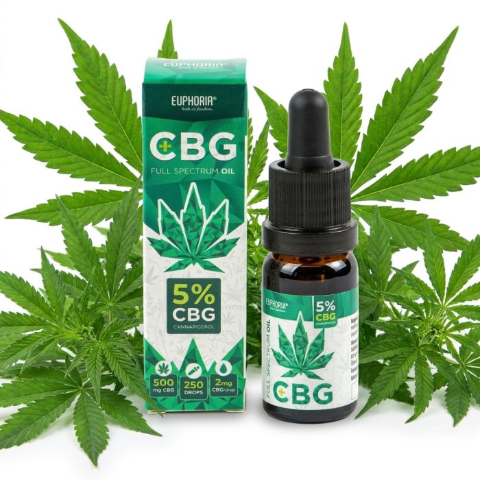 Euphoria CBG Öl 5% in Glasflasche mit Tropfer, pflanzliches Cannabinoid-Öl