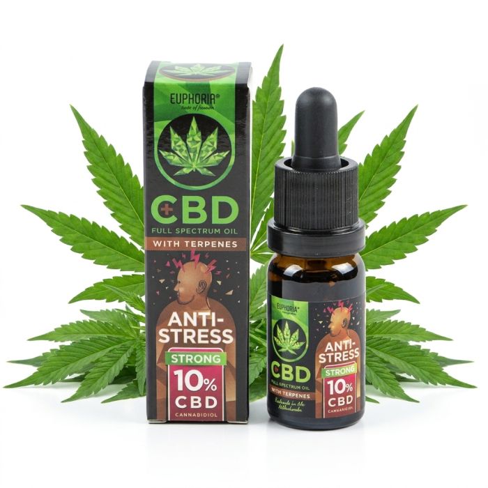Euphoria 10% CBD Öl mit Terpenen Antistress in Glasflasche mit Tropfpipette