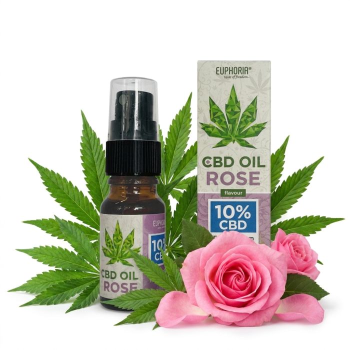Euphoria 10% CBD Oil Rose Vollspektrum Hanföl Glasflasche