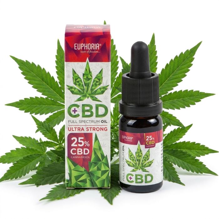 Euphoria CBD Oil 25% Vollspektrum in Glasflasche mit Tropfer