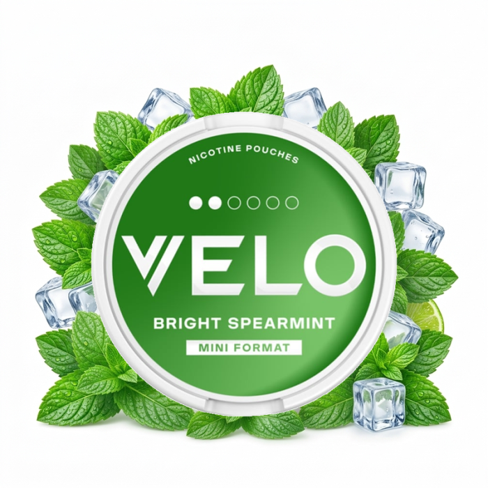 Velo Bright Spearmint Mini Nicotine Pouches im Mini-Format mit Spearmint-Aroma