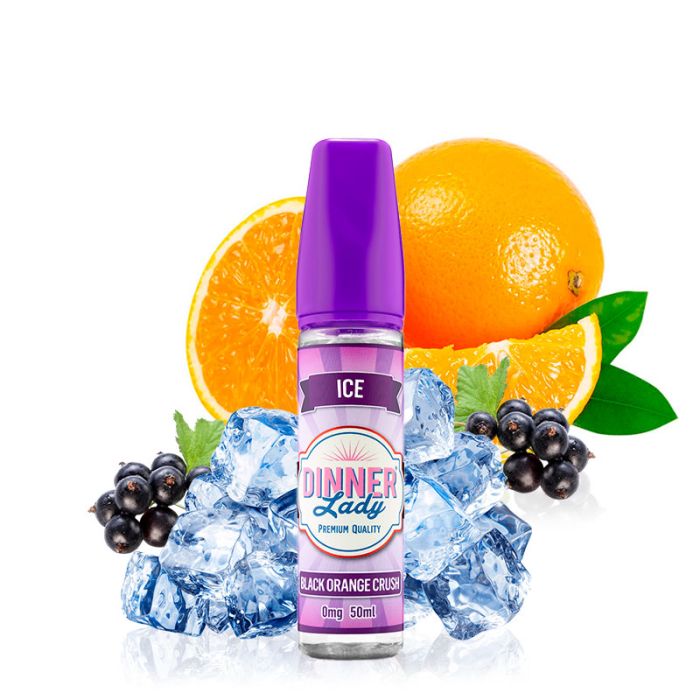 Dinner Lady Ice Black Orange Crush Shortfill Flasche mit Frucht- und Eis-Grafik