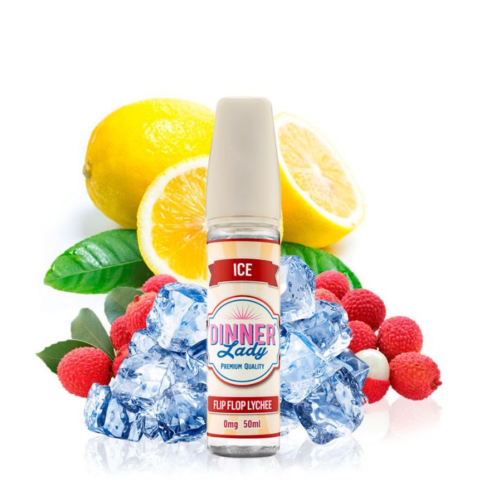 Dinner Lady Ice Flip Flop Lychee Shortfill E-Liquid Flasche mit 50 ml Inhalt