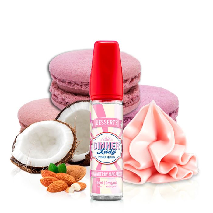 Dinner Lady Strawberry Macaron Shortfill Flasche mit Erdbeer- und Mandelgebäck-Aroma