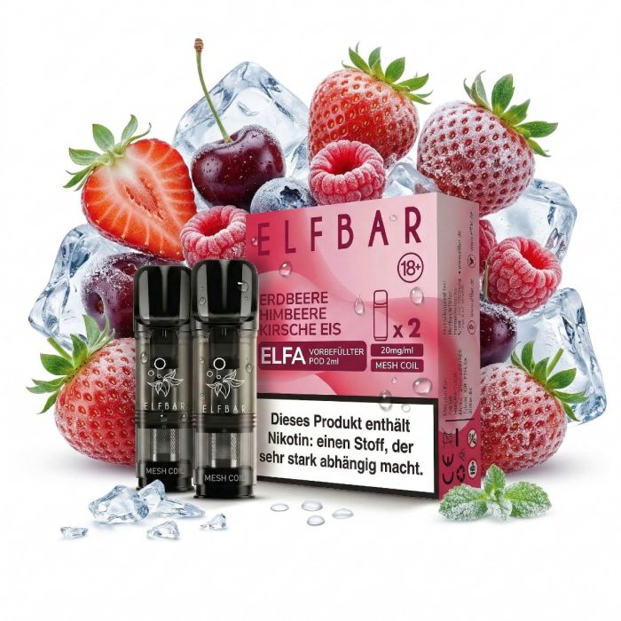 Elf Bar ELFA Prefilled Pods Strawberry Raspberry Cherry Ice Doppelpack mit zwei vorbefüllten Liquid-Pods für das ELFA System
