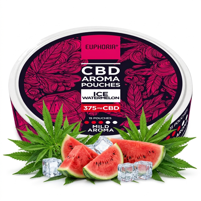 Euphoria CBD Aroma Pouches Ice Watermelon με 15 μερίδες Slim σε ανοιχτό δοχείο