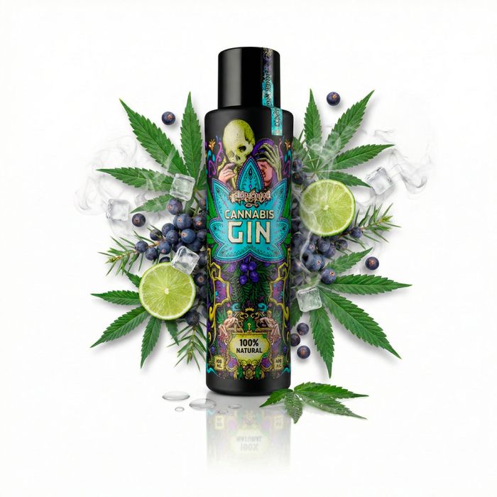 Euphoria Cannabis Gin 0,5L Flasche mit grünem Hanf-Design