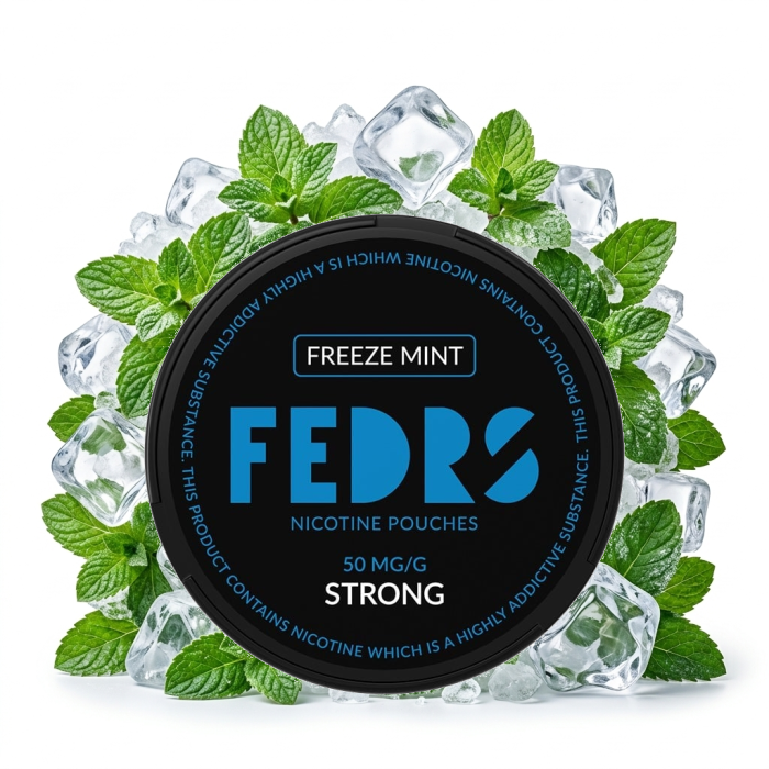 FEDRS BLACK Freeze Mint Nicotine Pouches Dose mit Slim-Beuteln im Detail