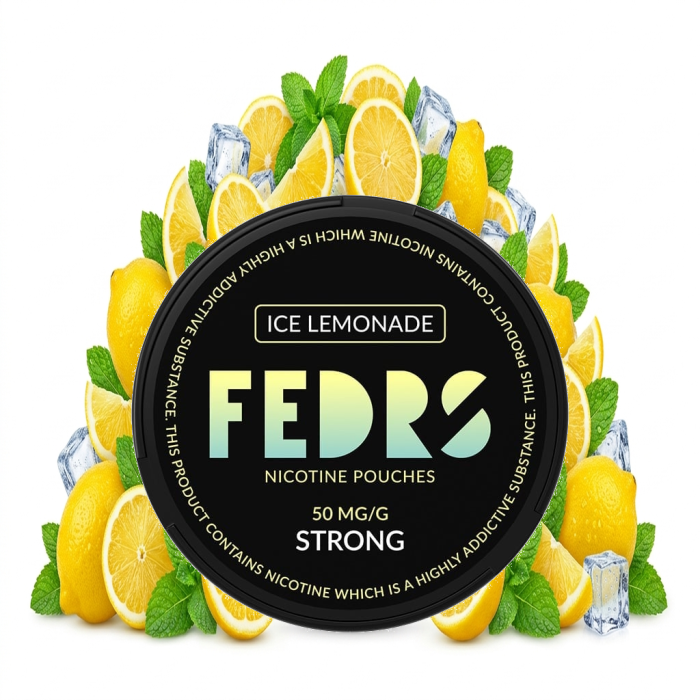 FEDRS BLACK Ice Lemonade – nikotinfreie Ice Lemonade Pouches in der offenen Dose mit Slim-Beuteln