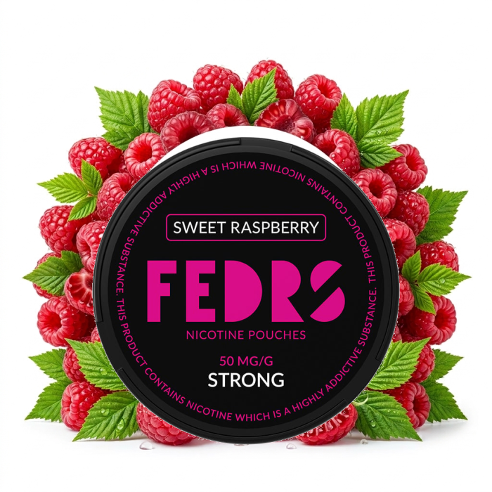 FEDRS BLACK Sweet Raspberry Nicotine Pouches im Slim-Format mit Himbeer-Aroma, 22 Beutel pro Dose