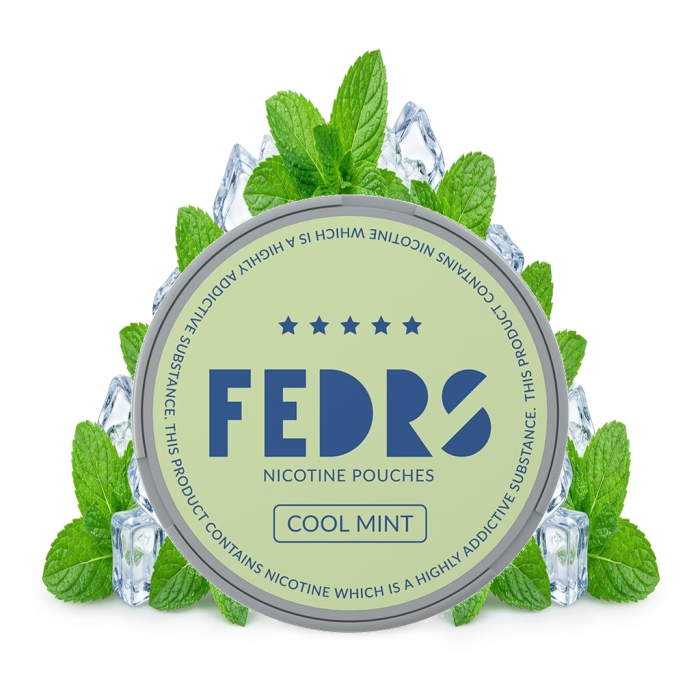 FEDRS ONLY Cool Mint Nicotine Pouches Dose mit Slim All-White Beuteln
