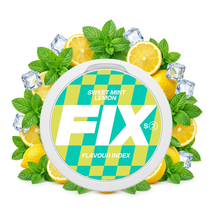 FIX Sweet Mint Lemon Nikotinbeutel Dose im Slim-Format, tabakfreier Beutel mit süßer Minze und Zitrone