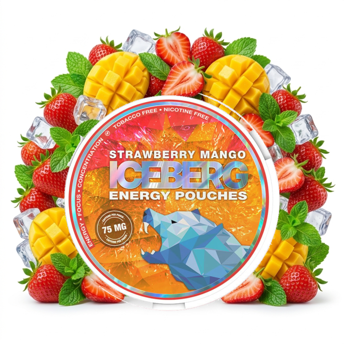 ICEBERG ENERGY Strawberry Mango Energy Pouches Dose mit 20 Beuteln