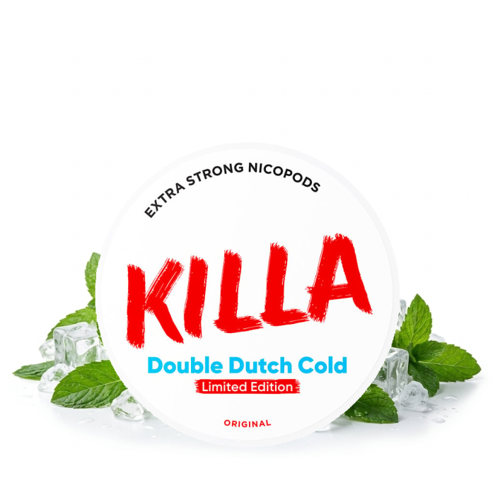Puszka z saszetkami nikotynowymi Killa Double Dutch COLD w formacie Slim o smaku podwójnie zimnej mięty