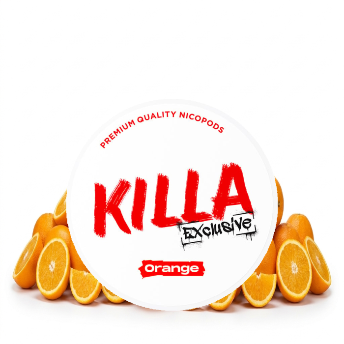 Σακουδάκι νικοτίνης Killa Exclusive Orange Slim, ανοιχτή πλεγμένη με μερίδες χωρίς καπνό και άρωμα πορτοκάλι