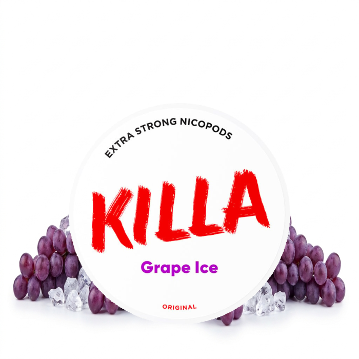 Σακουλάκια νικοτίνης Killa Grape ICE σε μορφή Slim με γεύση σταφυλιού σε ανοιχτό δοχείο
