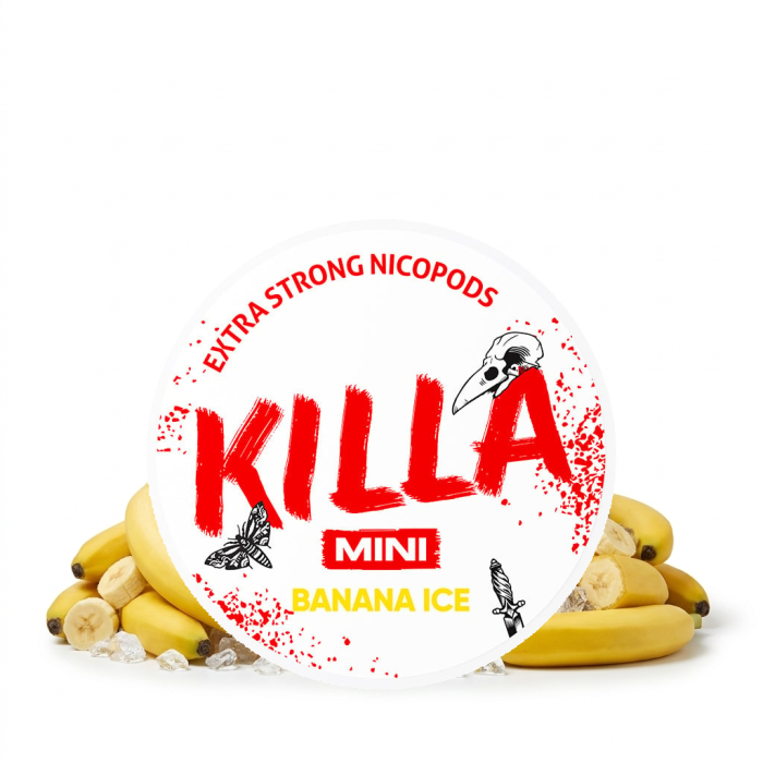 Killa MINI Banana ICE nicotine pouch can with mini portions in banana and ice flavour