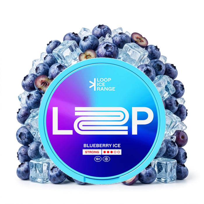 LOOP Blueberry Ice Strong Nicotine Pouches Dose mit 20 Slim-Beuteln, Blaubeere-Ice Design