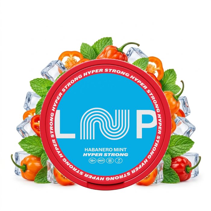 LOOP Habanero Mint Hyper Strong Dose mit geöffnetem Slim-Nicotine-Pouch im All-White-Format
