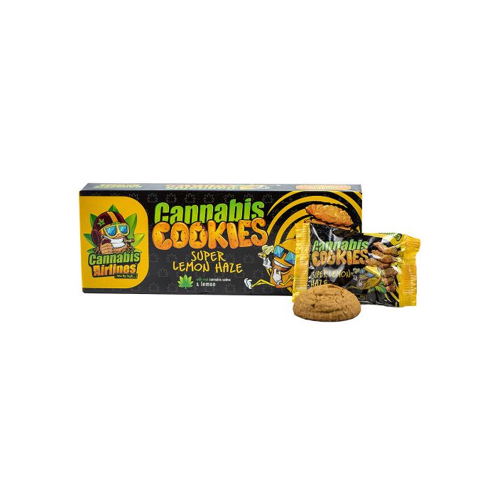 Cannabis Airlines Cannabis Kekse Super Lemon Haze Verpackung mit Hanfblatt-Design