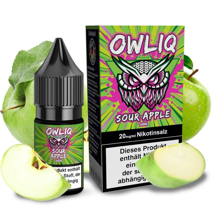 OWLIQ Nikotinsalz Overdosed Sour Apple Flasche mit saurem Apfel-Geschmack