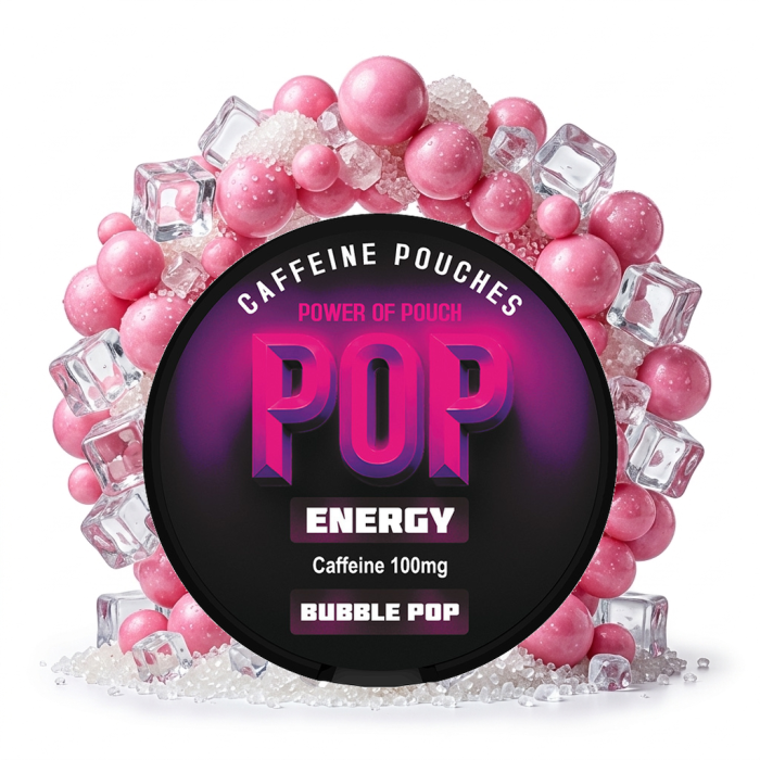 POP ENERGY Bubble Pop Energy Pouches Dose mit 20 Beuteln in süßer Bubble-Gum-Sorte