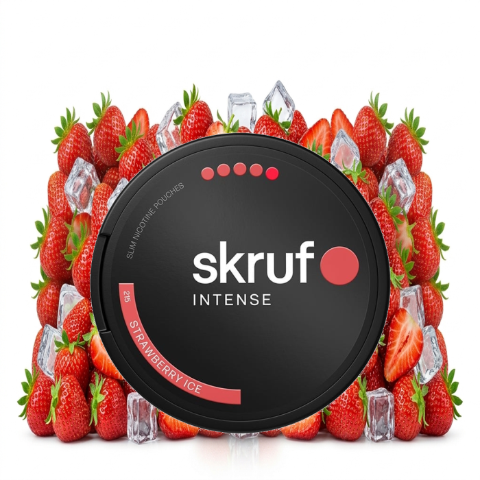 SKRUF Intense No.215 Strawberry Ice Ultra Strong Nicotine Pouches Dose mit Slim-Beuteln