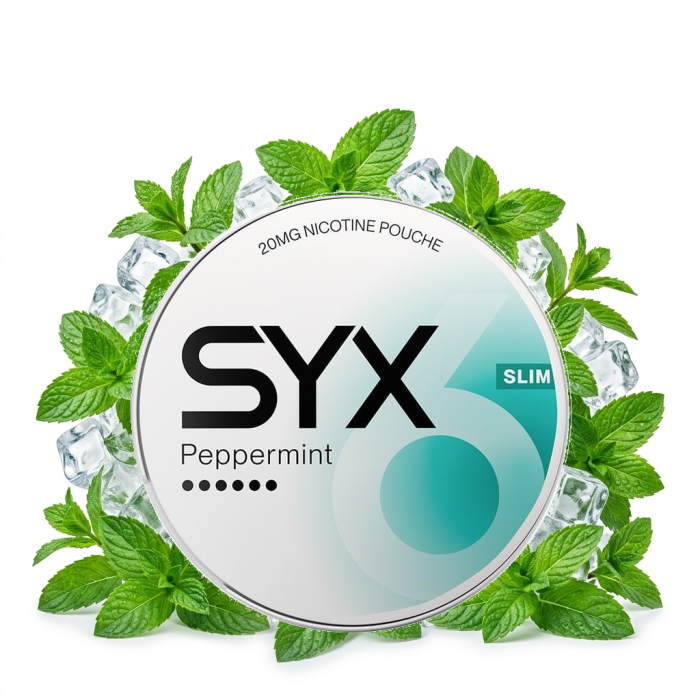 SYX Peppermint Extra Strong Nicotine Pouches Slim-Format, Dose mit 20 Beuteln