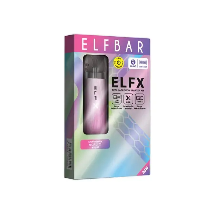 Elfbar ELFX Refillable Pod Kit – Silver-Pink