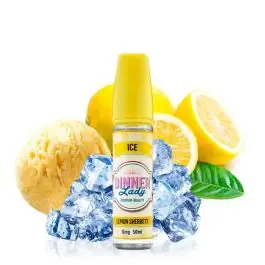 Dinner Lady Ice Lemon Sherbets Shortfill Flasche mit Zitronen- und Eis-Grafik