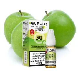 ELFLIQ Sour Apple Nikotinsalz Liquid Flasche mit saurem Apfelgeschmack