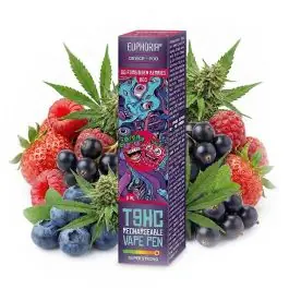 Euphoria T9HC Starter Kit OG Forbidden Berries Vape-Pen mit Cartridge auf hellem Hintergrund