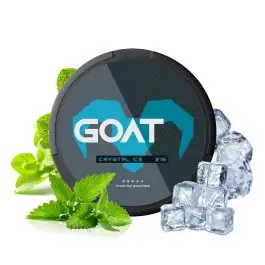 GOAT Nicotine Pouches Crystal Ice Strong Dose im schlanken Slim Format mit eiskaltem Design