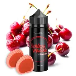 Schlegg Muschln Kirsche Aroma Flasche mit detailreicher Kirsch-Grafik für E-Zigaretten