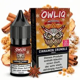 OWLIQ Nikotinsalz Overdosed Cinnamon Crumble Liquid 10ml Flasche mit Zimtschnecken Geschmack