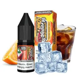 Strapped MezzMania Nikotinsalt 10ml Liquid Flasche mit Cola-Orange-Design