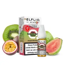 Fläschchen ELFLIQ Kiwi Passionfruit Guava Nikotinsalz Liquid mit tropischem Fruchtdesign