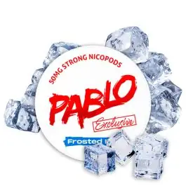 Dose der Pablo Nicotine Pouches Exclusive Frosted Ice mit arktischem Minz-Design auf weißem Hintergrund