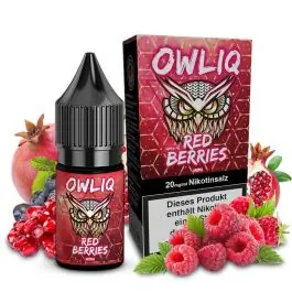OWLIQ Nikotinsalz Overdosed Red Berries Liquidflasche mit Beeren-Design