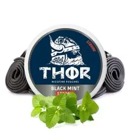 Thor Black Mint Strong Nicotine Pouches Dose im sportlich-eisigen Design