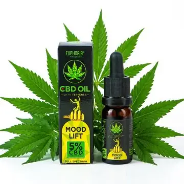 Euphoria 5% CBD Öl mit Terpenen Mood Lift Tropfpipette und Glasflasche