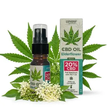 Euphoria 20% CBD Öl Holunderblüte 10ml Glasflasche mit Pipette