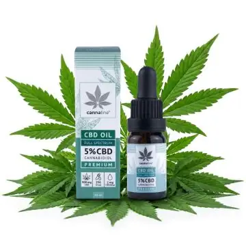 Cannaline Premium CBD Oil 5% in Glasflasche mit Tropfenzähler