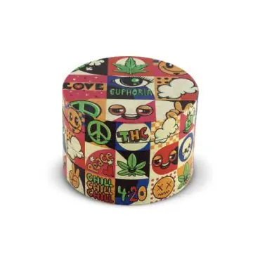 Euphoria Metal Grinder Groovy vierteilige Kräutermühle aus Metall mit buntem Muster