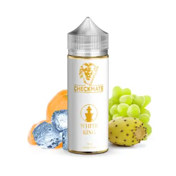 Dampflion Checkmate White King Aroma in der 120ml Flasche mit markanter schwarz-weißer König-Schachfigur-Verpackung