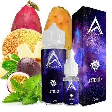 Antimatter Asterion Aroma 10ml Flasche mit bunter Grafik auf schwarzer Verpackung
