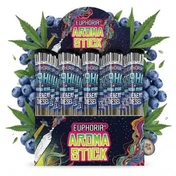 Euphoria T9HC Aromatic Sticks Blueberry Diesel (20 pcs), in display